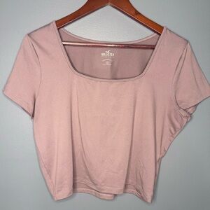 Hollister Women's Soft Pink/Mauve Short Sleeve Crop Top | Size XL